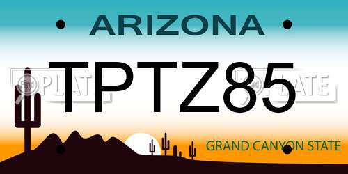 TPTZ85 Arizona License Plate