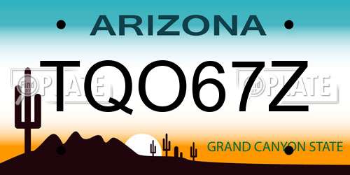 TQO67Z Arizona License Plate