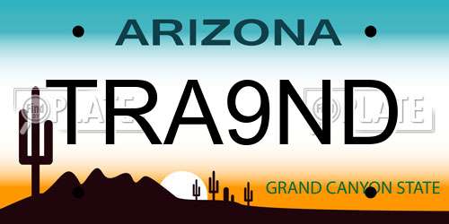TRA9ND Arizona License Plate