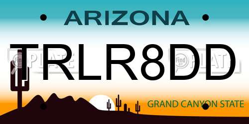 TRLR8DD Arizona License Plate