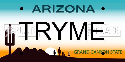 TRYME Arizona License Plate