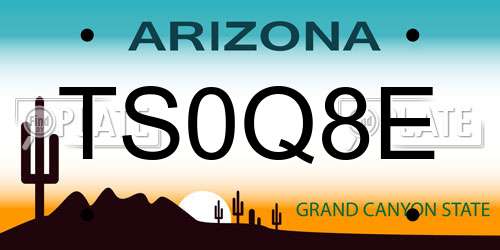 TS0Q8E Arizona License Plate