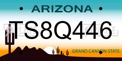 TS8Q446 Arizona License Plate