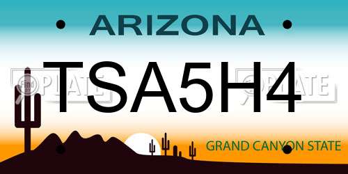 TSA5H4 Arizona License Plate