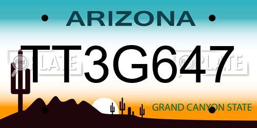 TT3G647 Arizona License Plate
