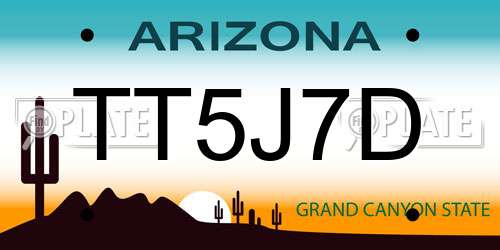 TT5J7D Arizona License Plate