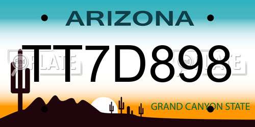 TT7D898 Arizona License Plate