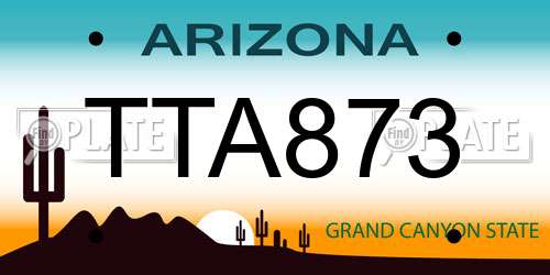 TTA873 Arizona License Plate