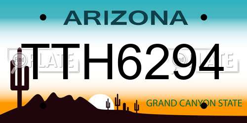 TTH6294 Arizona License Plate