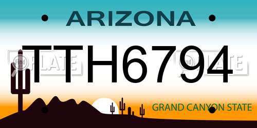 TTH6794 Arizona License Plate