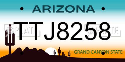 TTJ8258 Arizona License Plate
