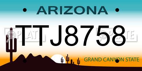 TTJ8758 Arizona License Plate