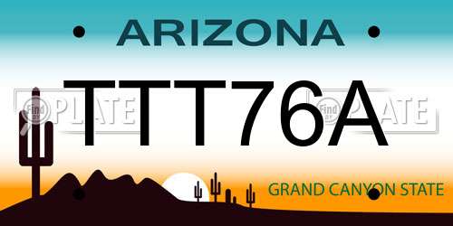 TTT76A Arizona License Plate