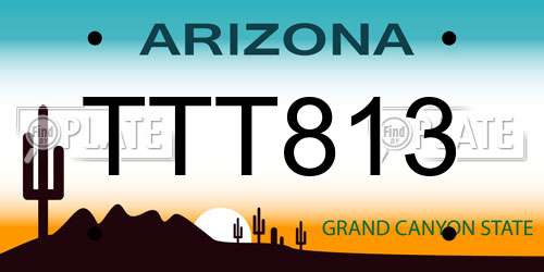 TTT813 Arizona License Plate