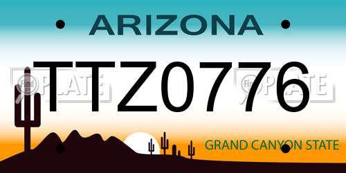 TTZ0776 Arizona License Plate