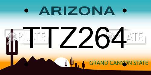 TTZ264 Arizona License Plate