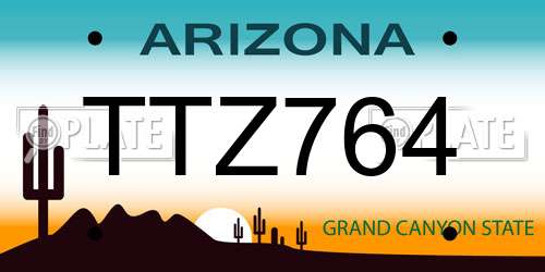 TTZ764 Arizona License Plate