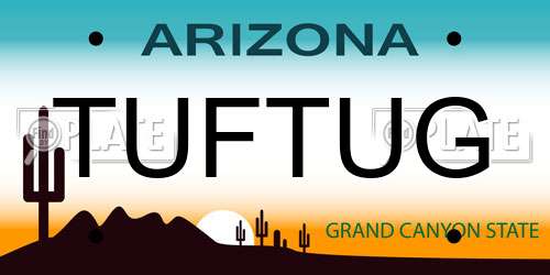 TUFTUG Arizona License Plate