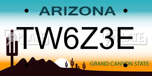 TW6Z3E Arizona License Plate