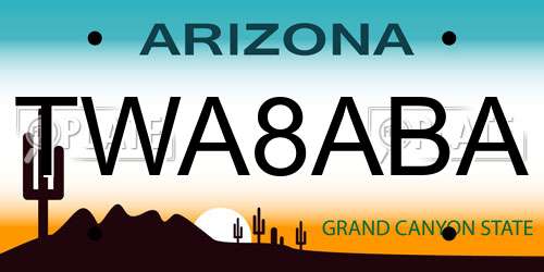 TWA8ABA Arizona License Plate