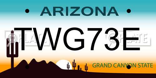TWG73E Arizona License Plate