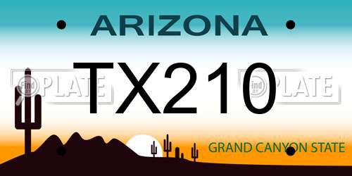 TX210 Arizona License Plate