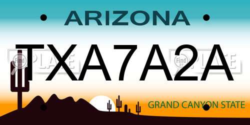 TXA7A2A Arizona License Plate