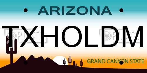 TXHOLDM Arizona License Plate