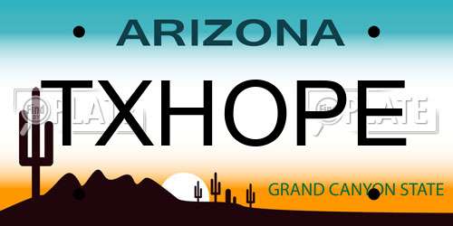 TXHOPE Arizona License Plate