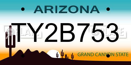 TY2B753 Arizona License Plate