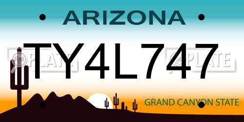 TY4L747 Arizona License Plate