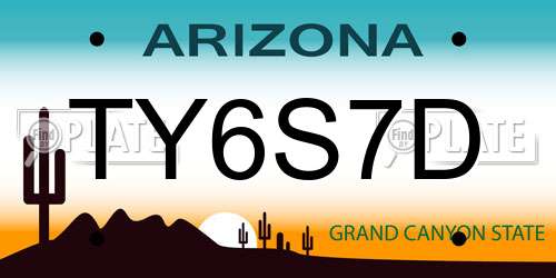 TY6S7D Arizona License Plate
