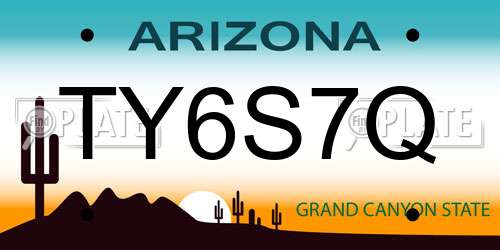 TY6S7Q Arizona License Plate