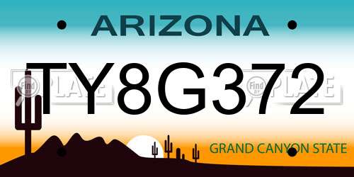 TY8G372 Arizona License Plate