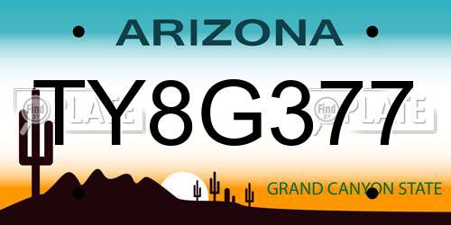 TY8G377 Arizona License Plate