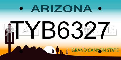 TYB6327 Arizona License Plate