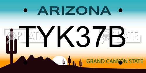 TYK37B Arizona License Plate