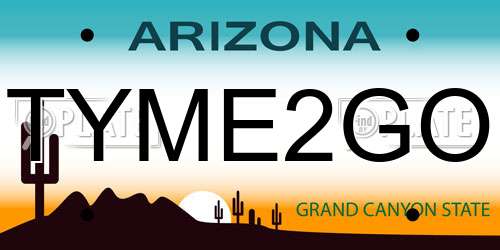 TYME2GO Arizona License Plate