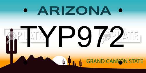 TYP972 Arizona License Plate
