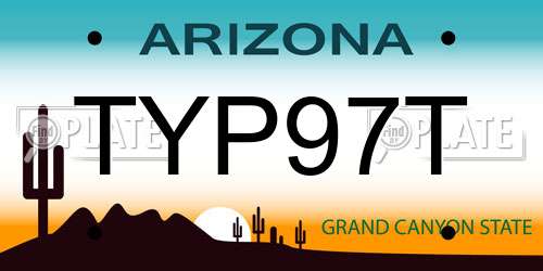 TYP97T Arizona License Plate