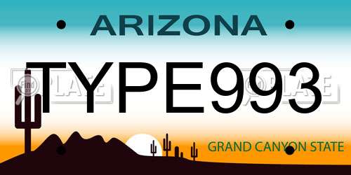 TYPE993 Arizona License Plate