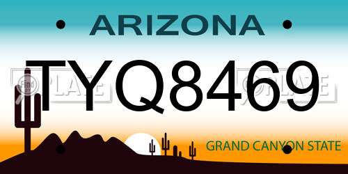 TYQ8469 Arizona License Plate