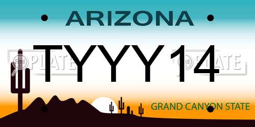 TYYY14 Arizona License Plate