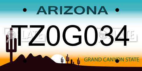 TZ0G034 Arizona License Plate