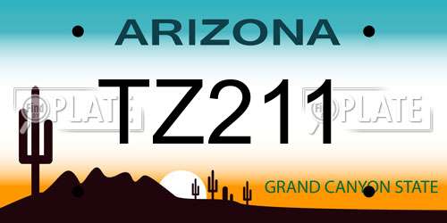 TZ211 Arizona License Plate
