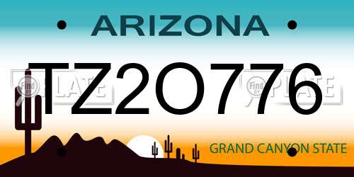 TZ2O776 Arizona License Plate