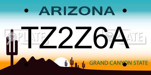 TZ2Z6A Arizona License Plate