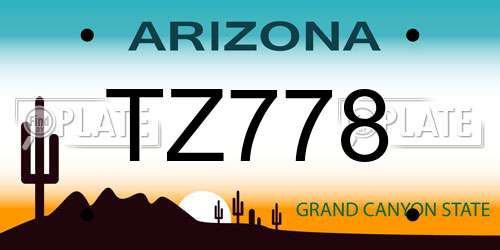 TZ778 Arizona License Plate