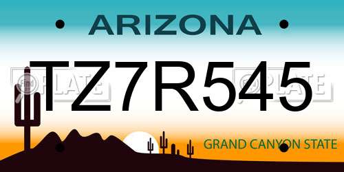 TZ7R545 Arizona License Plate