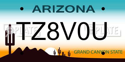 TZ8V0U Arizona License Plate